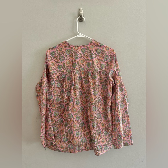 NWT Mille Florian 100% Cotton Floral Print Button Up Blouse Resortwear | Size L - Picture 6 of 11